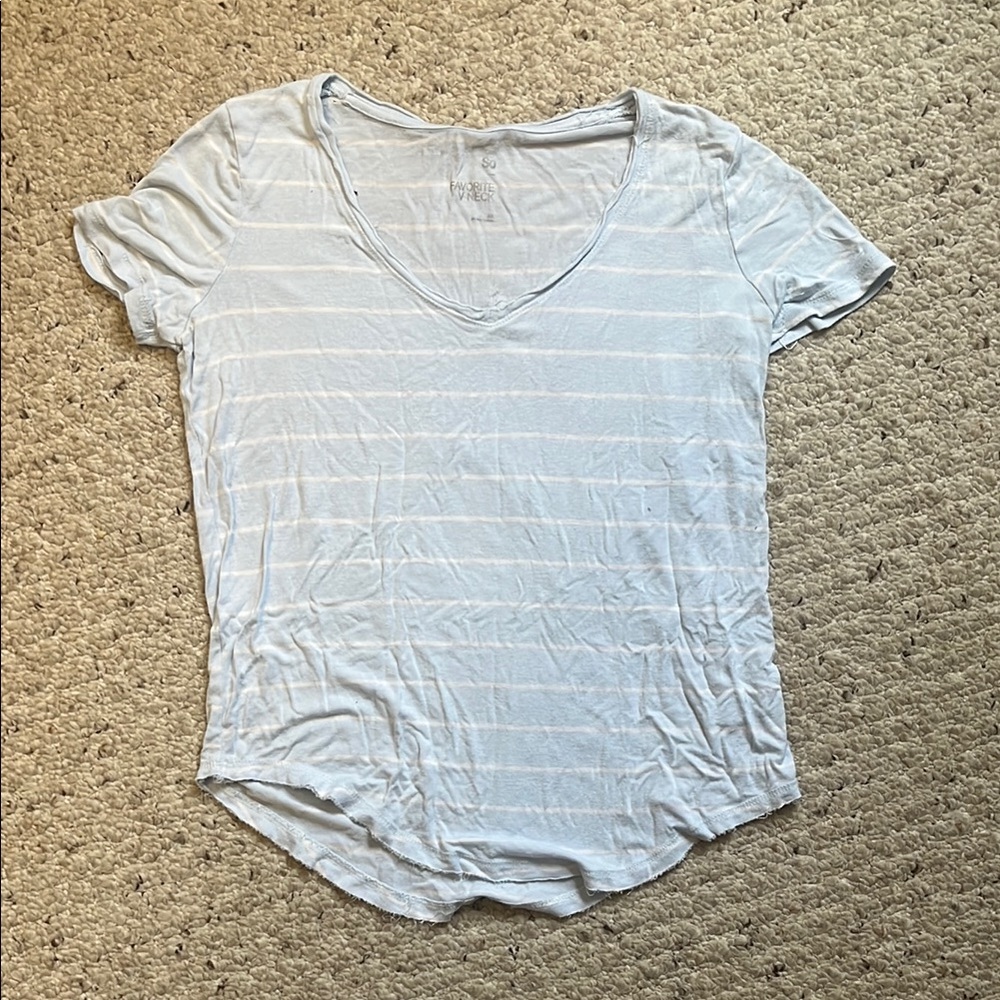 SO Blue and White Fitted Short Sleeve T-Shirt